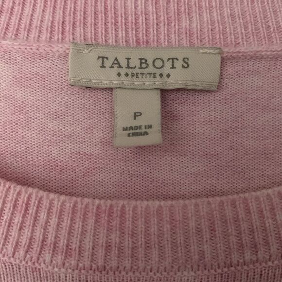 Talbots Pink Sweater Embroidered France Theme 3/4 Sleeve Size SP/2P - Picture 6 of 8